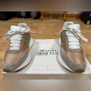 Alexander McQueen Women's Sneakers in White, Brown, and Orange